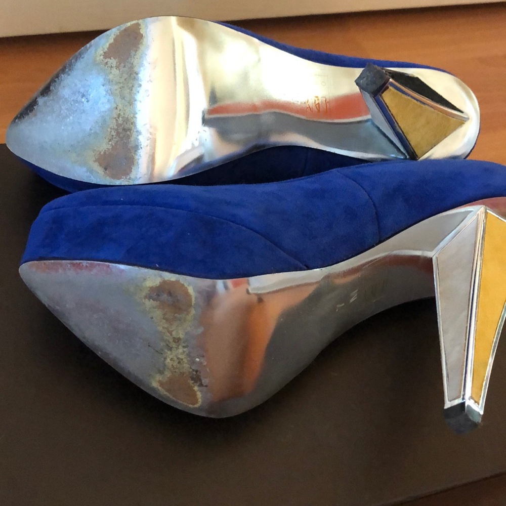 Bebe Color Block Geometric Platform Pump In Blue. - image 5